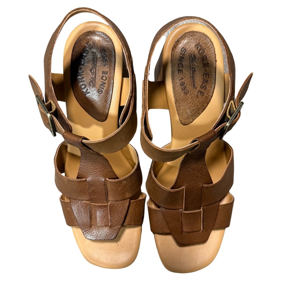 Kork-Ease Macy/Macey Brown Leather Sandals‎ with Chunky Heal Womens 11 - Picture 5 of 9